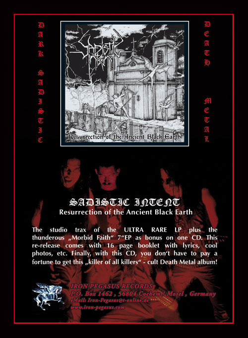 SADISTIC INTENT - Resurrection of the Ancient Black Earth CD