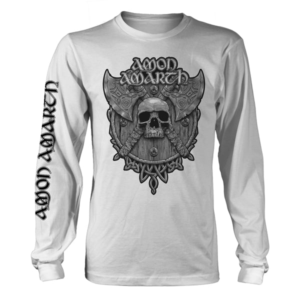 AMON AMARTH - Grey Skull LONGSLEEVE (WHITE)