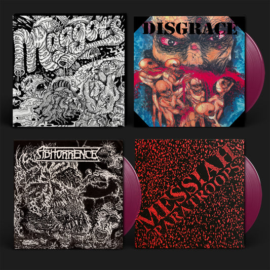 ABHORRENCE / DISGRACE / MESSIAH PARATROOPS / Maggots: Original Artyfacts From the First Finnish Death Metal Era Part I - 7" BOX SET (VIOLET) (PREORDER)