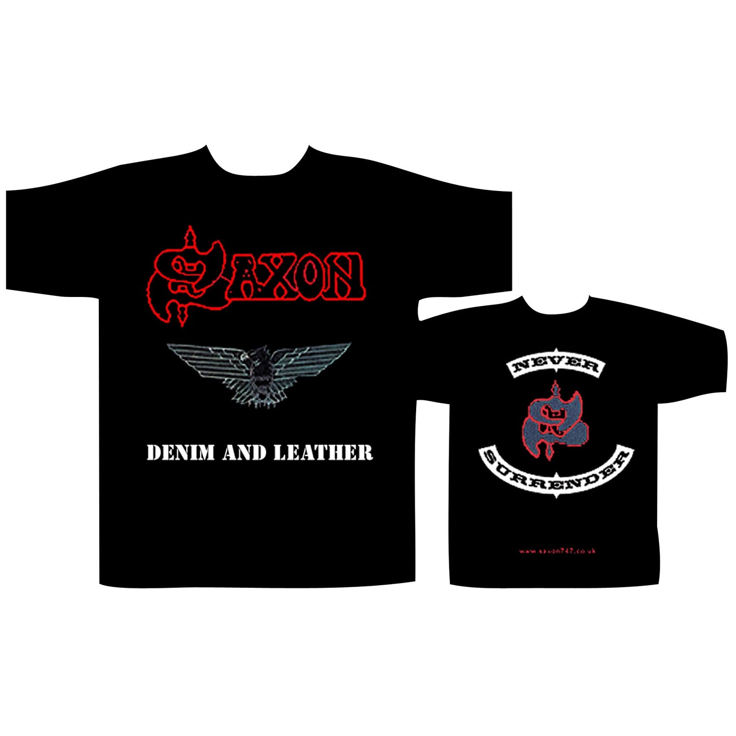 SAXON - Denim And Leather T-SHIRT